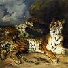 A Young Tiger Playing with Its Mother by Delacroix Eugène paint by numbers