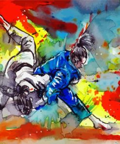 Abstract Judoka paint by numbers