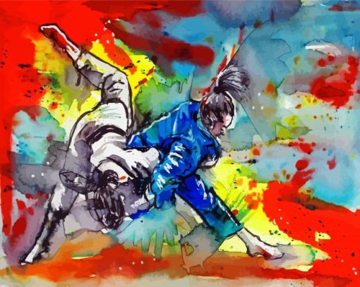 Abstract Judoka paint by numbers
