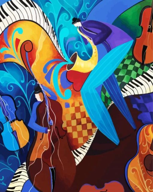 Abstract Music Players paint by numbers