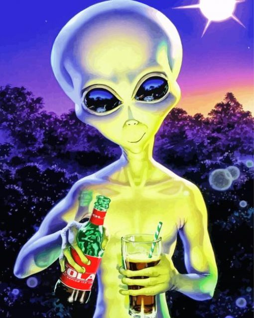 Alien Drinking Cola paint by numbers