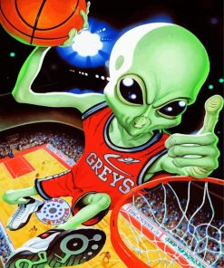 Alien Playing Basketball paint by numbers