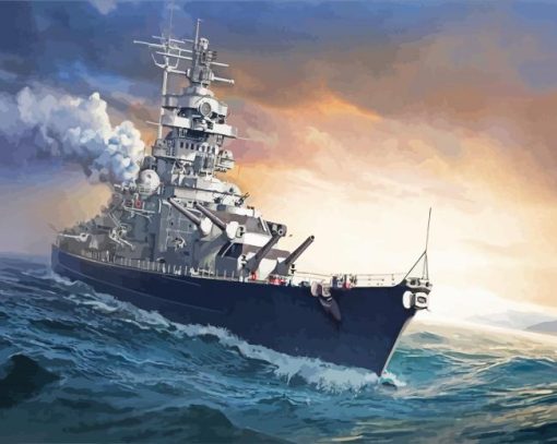 Battleship In Sea paint by numbers