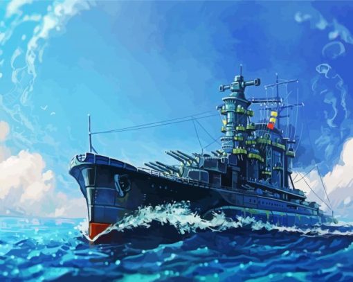Battleship In The Ocean paint by numbers
