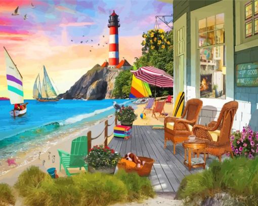 Beach Vacation paint by numbers