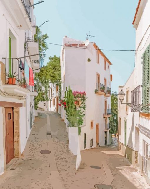Beautiful Streets in Ibiza paint by numbers
