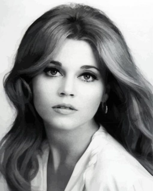 Black and White Young Jane Fonda paint by numbers