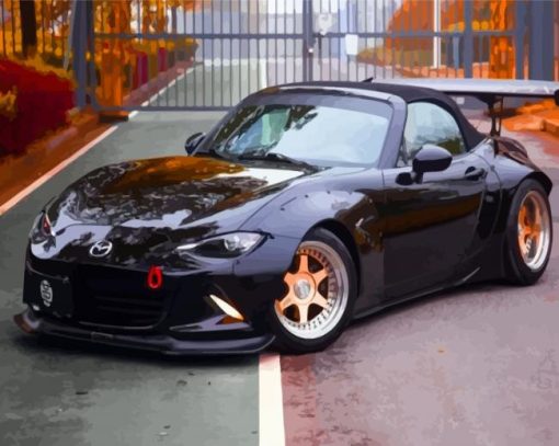 Black Mazda Mx5 Car paint by numbers