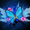 Blue Butterfly And Flowers paint by numbers