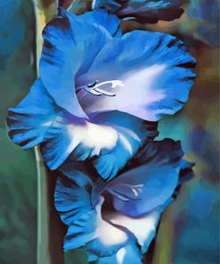 Blue Gladiola Flower paint by numbers
