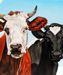 Brown and Black Cow paint by numbers
