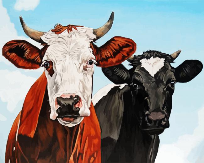 Brown and Black Cow paint by numbers