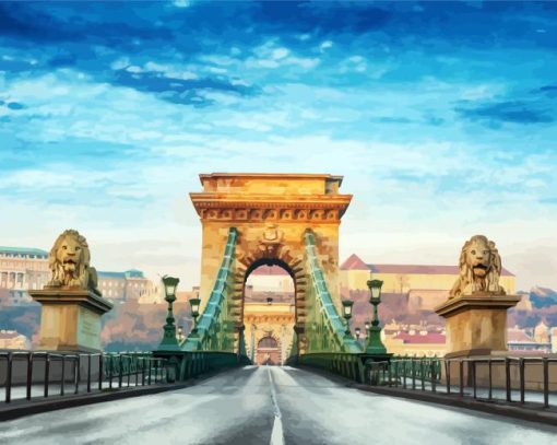Budapest Hungary Chain Bridge paint by numbers