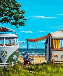 Camping By Beach paint by numbers
