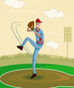 Cartoon Baseball Pitcher paint by numbers