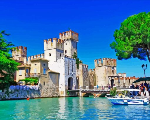 Castello Di Sirmione Lake Garda paint by numbers