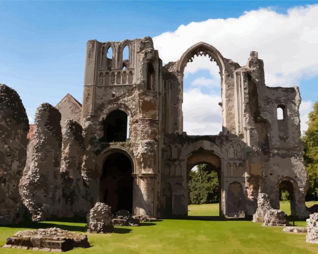 Castle Acre Castle Acre Priory Norfolk paint by numbers