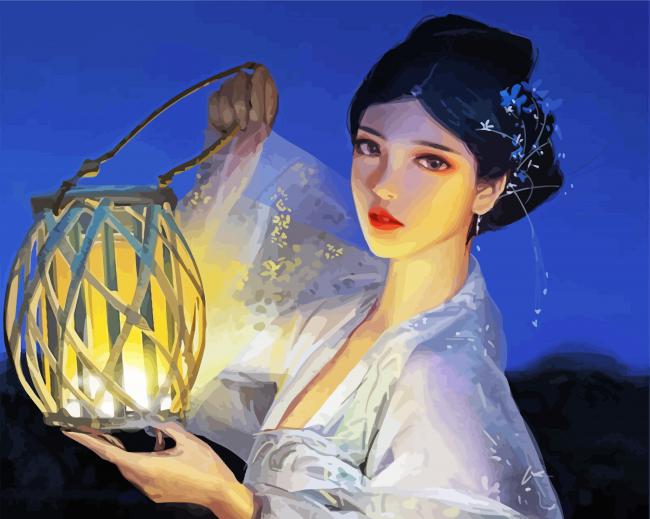 Chinese Girl With Lantern paint by numbers