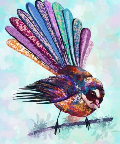 Colorful Fantail Bird Art paint by numbers