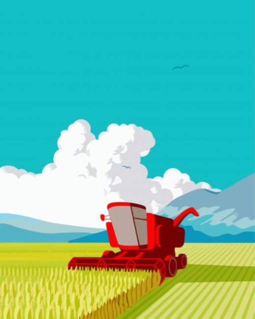 Combine Harvester Art paint by numbers
