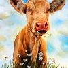 Cow In Daisies Field paint by numbers