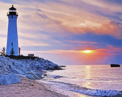 Crisp Point Lighthouse Sunset paint by numbers