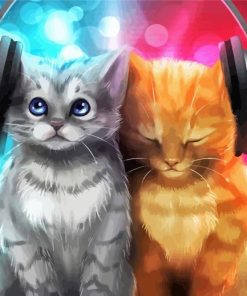 Cute Cats With Headphones paint by numbers