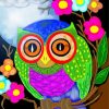 Cute Owl Bird And Flowers paint by numbers