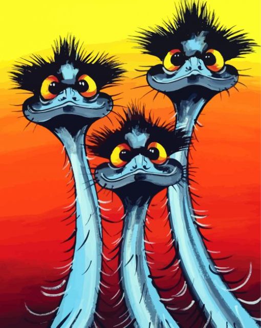 Emus Birds Art paint by numbers