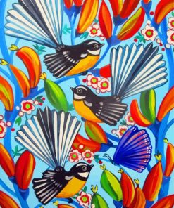 Fantails Birds Art paint by numbers