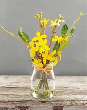 Forsythia Glass Vase paint by numbers
