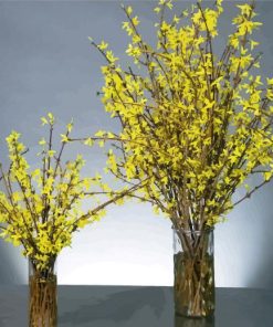 Forsythia Glass Vases paint by numbers