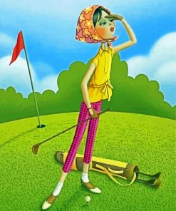 Girl Playing Golf paint by numbers