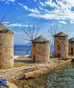 Greece Chios Windmills paint by numbers