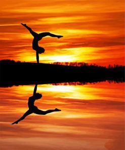 Handstand Silhouette Reflection paint by numbers