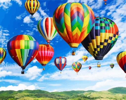 Hot Air Balloons Up paint by numbers