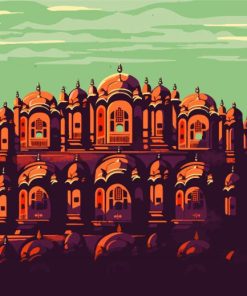 Illustration Hawa Mahal Jaipur paint by numbers