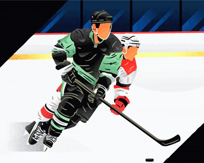 Illustration Ice Hockey Players paint by numbers