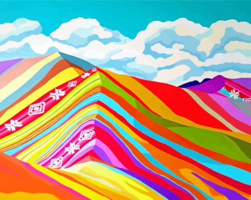 Illustration Rainbow Peru Mountain paint by numbers