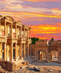 Izmir Celsus Library At Sunset paint by numbers