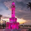Izmir Clock Tower in Pink paint by numbers