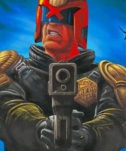 Judge Dredd Holding Gun paint by numbers