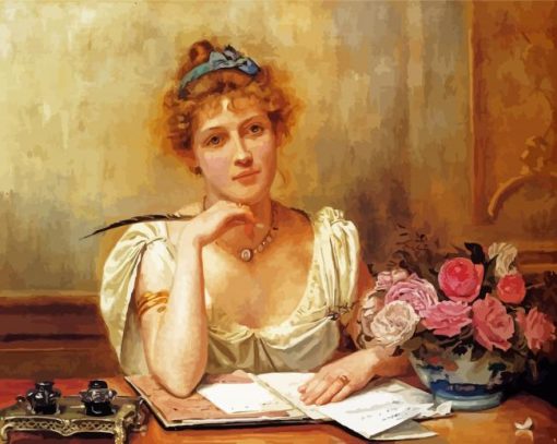 Lady Writing Letter paint by numbers