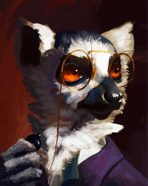 Lemur Wearing Glasses paint by numbers