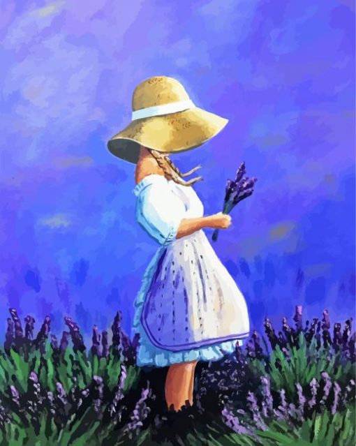 Little Girl In Lavender Field paint by numbers
