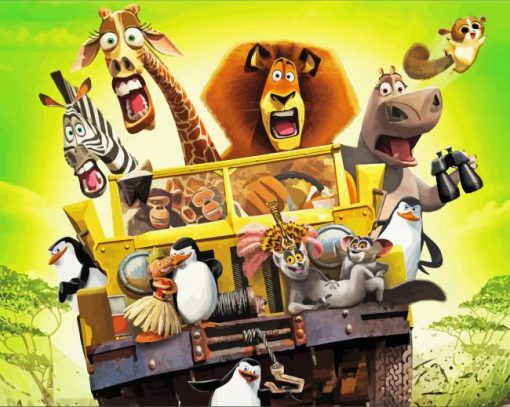 Madagascar Escape Animated Movie paint by numbers
