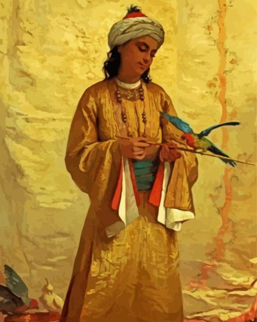Moorish Girl With Parrot paint by numbers