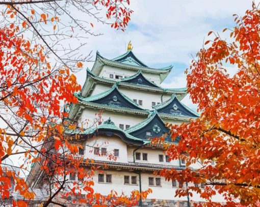 Nagoya Castle in Fall paint by numbers