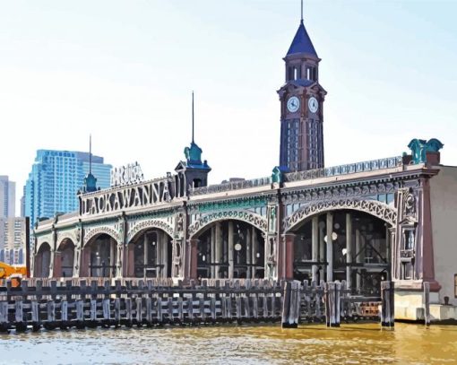 New Jersey Hoboken Terminal paint by numbers