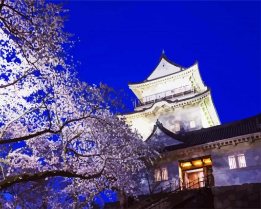 Odawara Castle Cherry Blossom paint by numbers